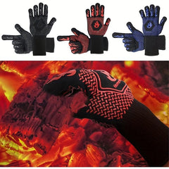 BBQ Glove Extreme Heat Resistant Long Cuff Kitchen Silicone Non Slip Oven Mitts