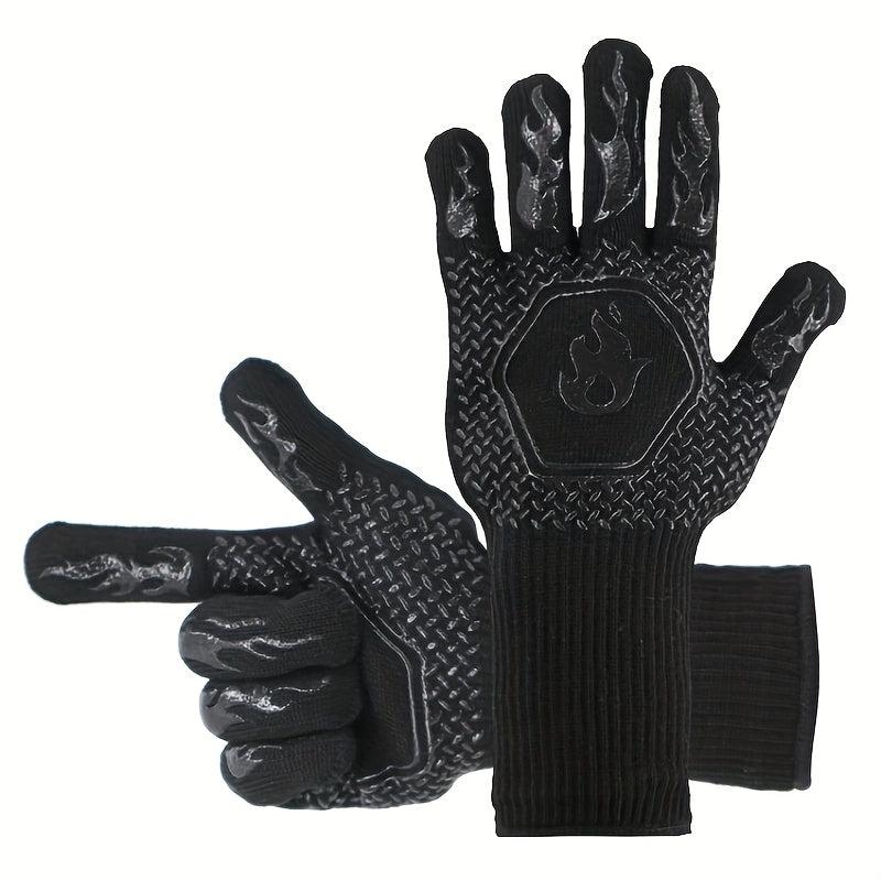 BBQ Glove Extreme Heat Resistant Long Cuff Kitchen Silicone Non Slip Oven Mitts