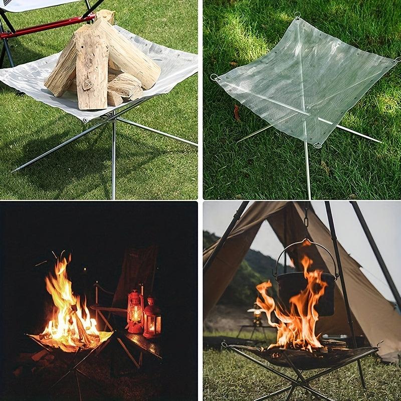 Portable Steel Mesh Camping Fire Pit, Outdoor Wood Burning Bonfires Rack