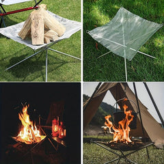 Portable Steel Mesh Camping Fire Pit, Outdoor Wood Burning Bonfires Rack