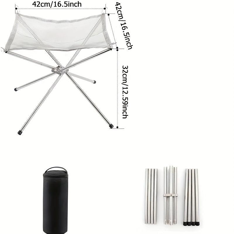 Portable Steel Mesh Camping Fire Pit, Outdoor Wood Burning Bonfires Rack