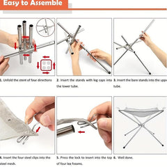 Portable Steel Mesh Camping Fire Pit, Outdoor Wood Burning Bonfires Rack
