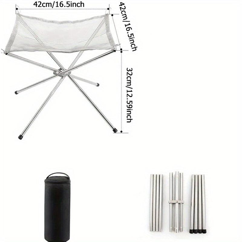 Portable Steel Mesh Camping Fire Pit, Outdoor Wood Burning Bonfires Rack