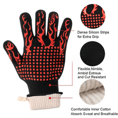 Temu High Temp Resistant Gloves 800 Degree Anti-scalding Silicone Kitchen Gloves