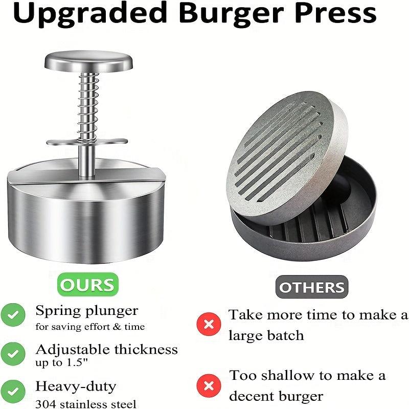 Stainless Steel Hamburger Patty Mold Adjustable Patty Maker Kitchen Tool