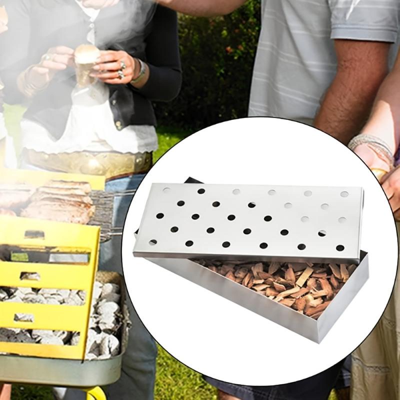 Stainless Steel Wood Chip Smoker Box for Barbecue