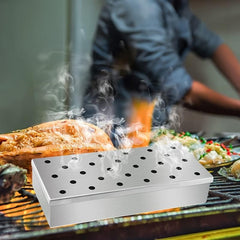 Stainless Steel Wood Chip Smoker Box for Barbecue
