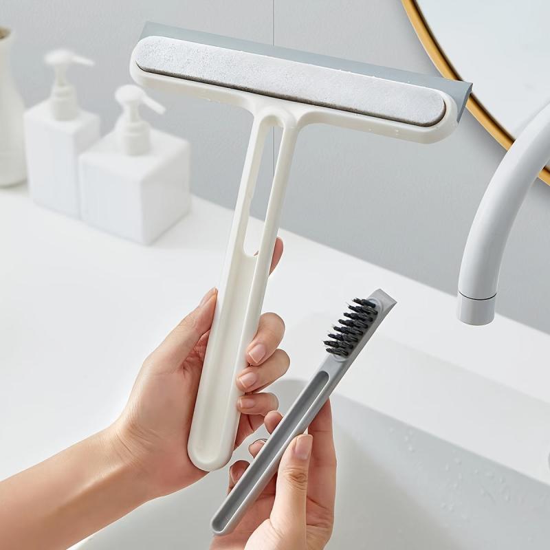 3-in-1 Glass Cleaning Brush with Squeegee Handle