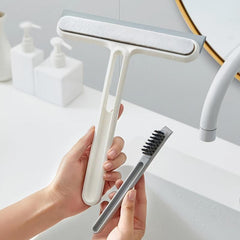 3-in-1 Glass Cleaning Brush with Squeegee Handle