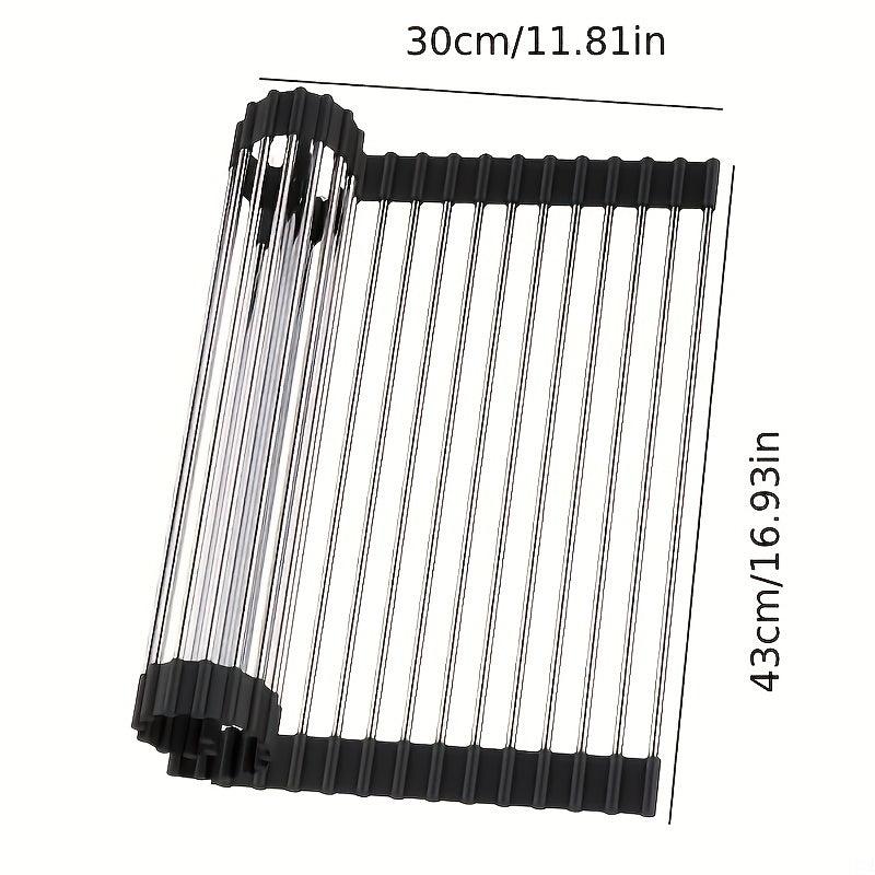 Roll Up Dish Drying Rack Over Sink Drainer Heat Resistant Sturdy