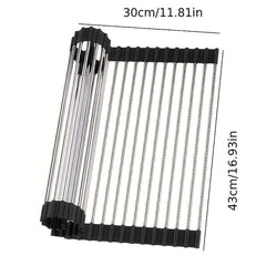 Roll Up Dish Drying Rack Over Sink Drainer Heat Resistant Sturdy
