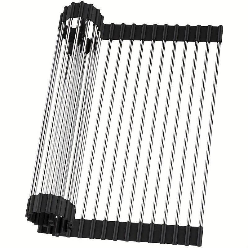 Roll Up Dish Drying Rack Over Sink Drainer Heat Resistant Sturdy