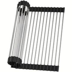 Roll Up Dish Drying Rack Over Sink Drainer Heat Resistant Sturdy