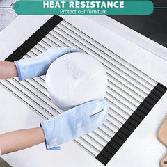 Roll Up Dish Drying Rack Over Sink Drainer Heat Resistant Sturdy