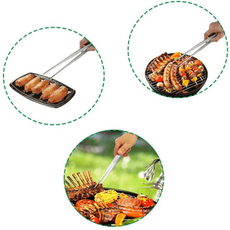 1PC Stainless Steel Food Tongs Churrasco Tweezers Clip BBQ Tools