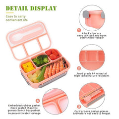 1300ML Four Grid Lunch Box for Students & Office Workers Sealed Leak Proof