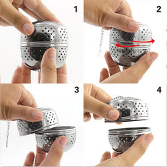 Stainless Steel Tea Ball Infuser Strainer with Chain Hook