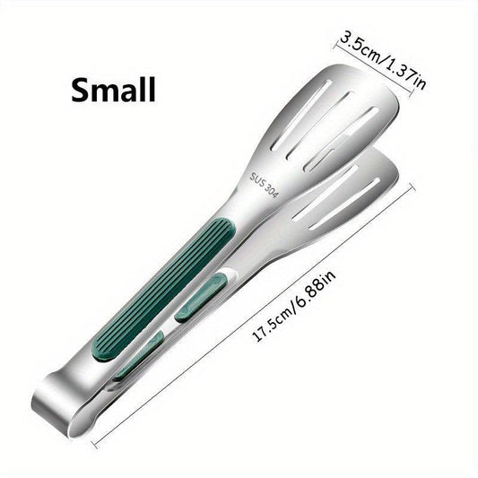 1pc Anti Slip Stainless Steel Kitchen Food Tongs Grill Meat Bread Serving Clip