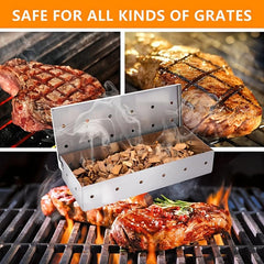 Stainless Steel BBQ Smoker Box For Grilling Outdoors