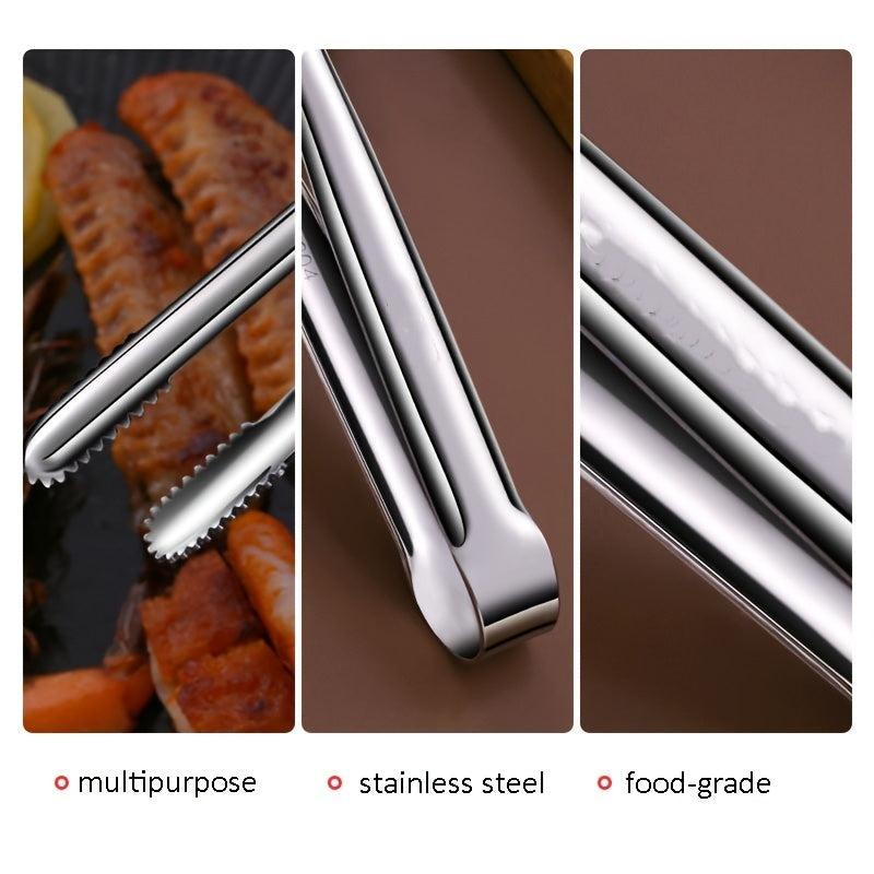 Long Stainless Steel BBQ Grill Tongs for Cooking Large Metal Food