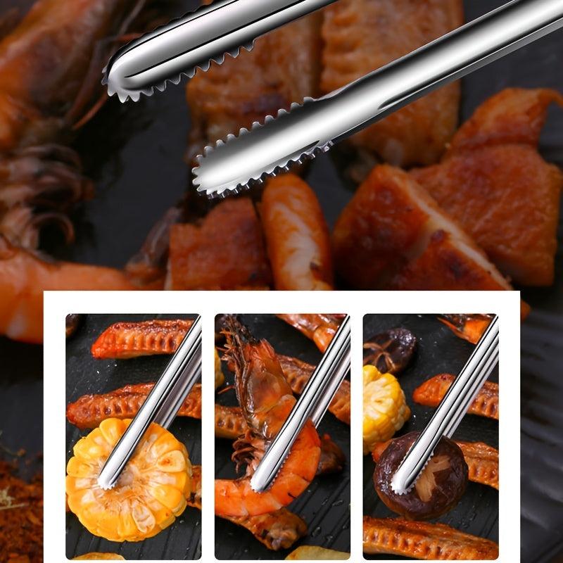 Long Stainless Steel BBQ Grill Tongs for Cooking Large Metal Food