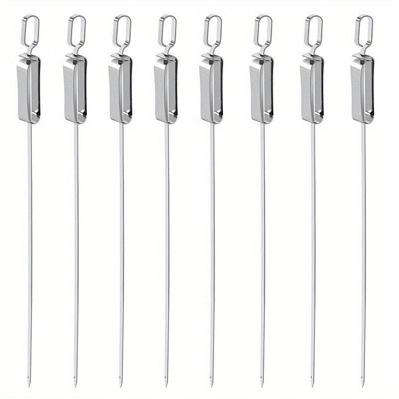 4pcs Stainless Steel BBQ Skewers Set with Push Plate Easy to Wash