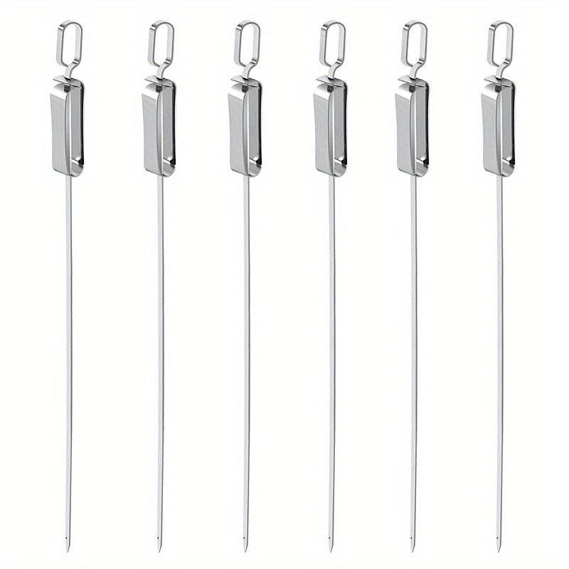 4pcs Stainless Steel BBQ Skewers Set with Push Plate Easy to Wash