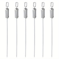 4pcs Stainless Steel BBQ Skewers Set with Push Plate Easy to Wash