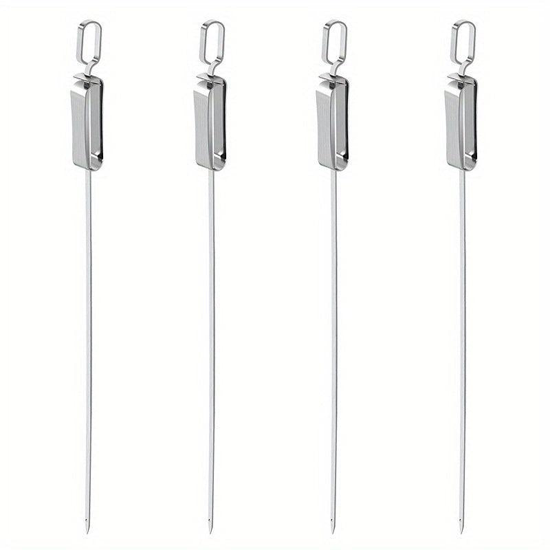 4pcs Stainless Steel BBQ Skewers Set with Push Plate Easy to Wash