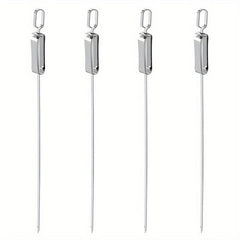 4pcs Stainless Steel BBQ Skewers Set with Push Plate Easy to Wash