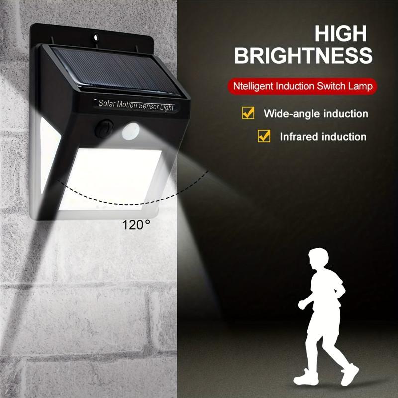 4pcs Solar Wall Lights Outdoor Waterproof Induction Path Lighting