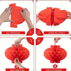 10pcs Red Paper Lanterns Chinese Lanterns Hanging Paper Lanterns Party Ornaments
