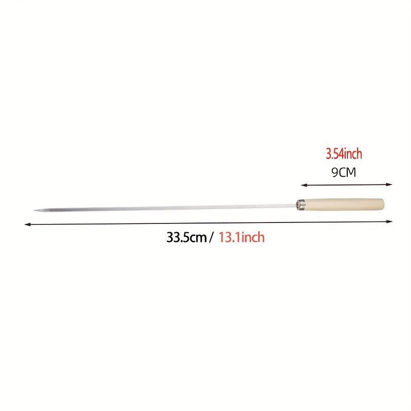 Wooden Handle BBQ Flat Skewers - Pack of 20 - Meat Fish Reusable