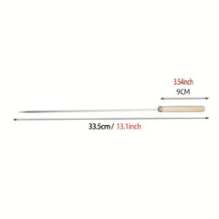 Wooden Handle BBQ Flat Skewers - Pack of 20 - Meat Fish Reusable