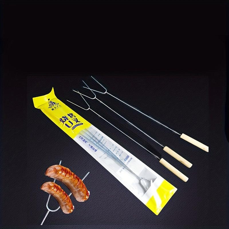 5pcs Stainless Steel BBQ Fork for Barbecue Fish Hot Dog Camping