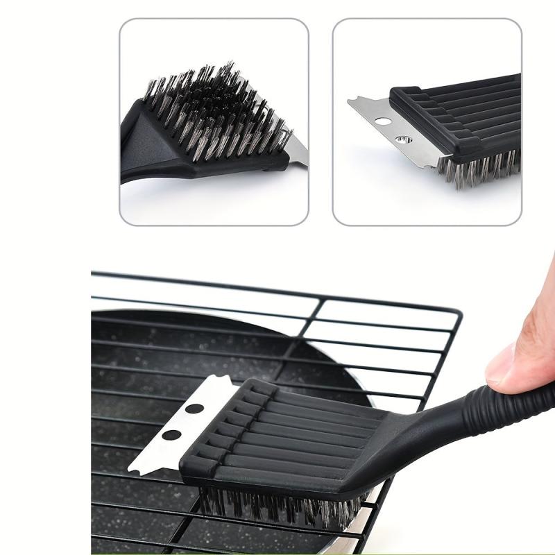 Stainless Steel Barbecue Brush and Scraper - Heavy Duty BBQ Cleaning Accessory