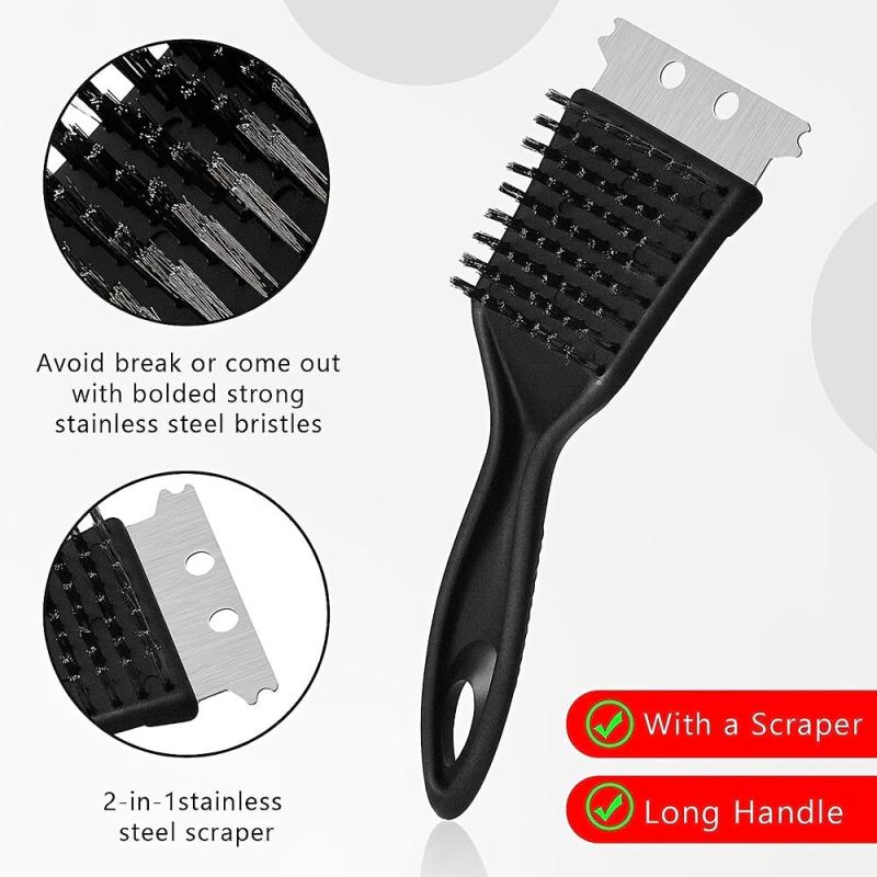 Stainless Steel Barbecue Brush and Scraper - Heavy Duty BBQ Cleaning Accessory