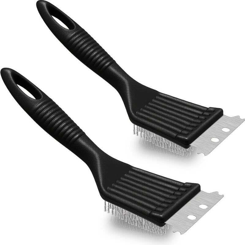 Stainless Steel Barbecue Brush and Scraper - Heavy Duty BBQ Cleaning Accessory