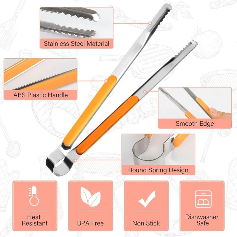 Stainless Steel Grilling Tong Cooking Clip Pasta Salad Handle