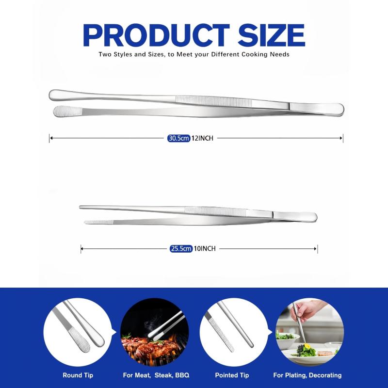 Professional Stainless Steel Tweezers for Cooking Repairing Sea Food BBQ