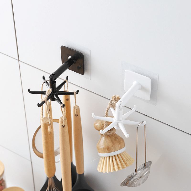 360 Degree Rotating Kitchen Hooks Organizer Storage Spoon Accessories