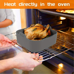 2pcs Square Silicone Liner for Air Fryer Non Stick High Temperature Resistant