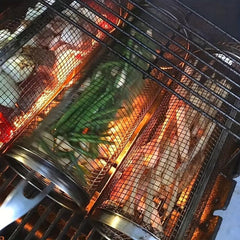 Stainless Steel Grill Basket 19.3cm Rolling Barbecue Bag