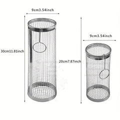 Stainless Steel Grill Basket 19.3cm Rolling Barbecue Bag