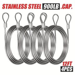 4pcs 12ft 2mm Stainless Steel Cable Wire Rope for Sun Shade Sail Fixing