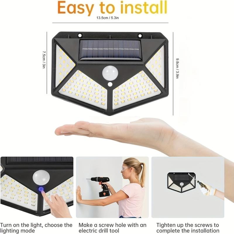 100 LED Solar Outdoor Lights Waterproof Motion Sensor Bright for Garden Pathway