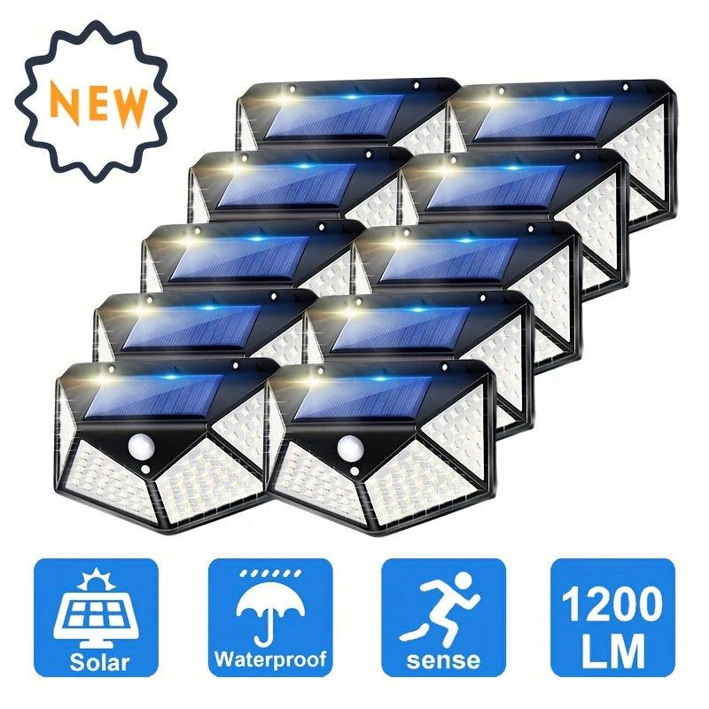 100LED Solar Wall Lamp Outdoor Waterproof Garden Light