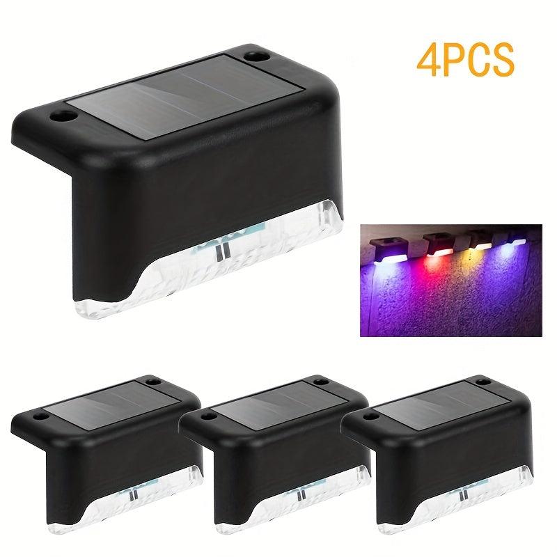 4pcs Solar Deck Lights Outdoor Waterproof Garden Balcony Villa Step Rail Lights