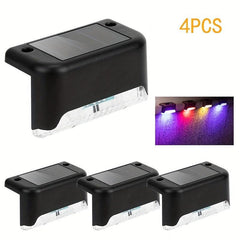 4pcs Solar Deck Lights Outdoor Waterproof Garden Balcony Villa Step Rail Lights