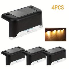 4pcs Solar Deck Lights Outdoor Waterproof Garden Balcony Villa Step Rail Lights